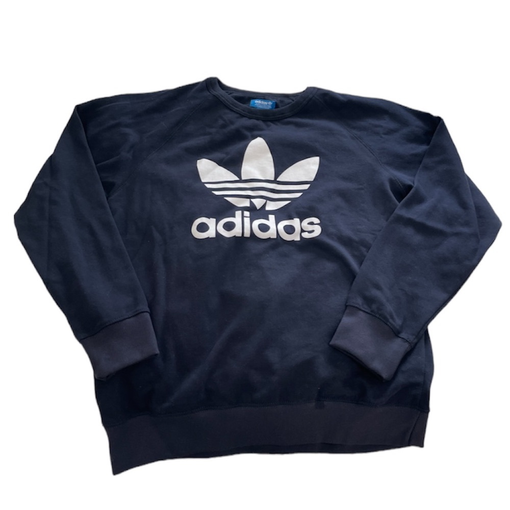 Adidas Trefoil Navy and White Crew Neck Sweatshirt - Picture 2 of 5